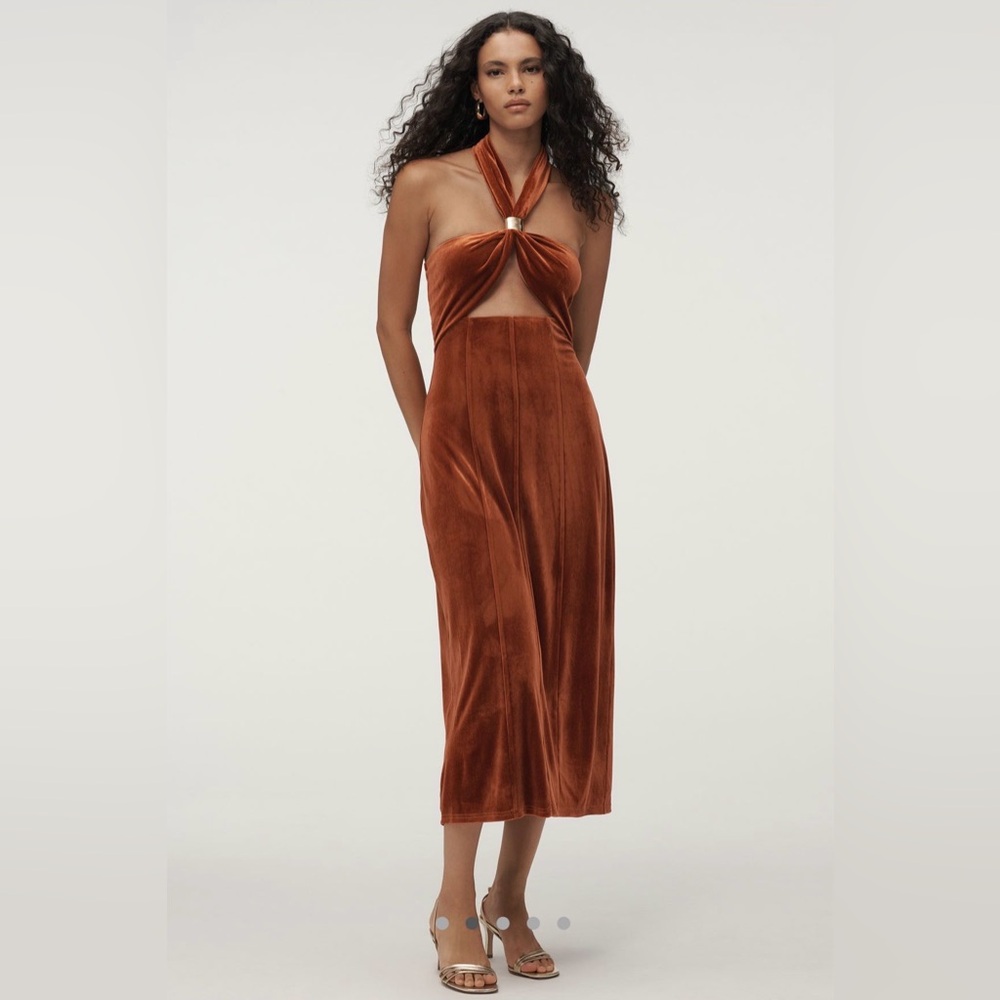 Elegant Brown Halter Dress